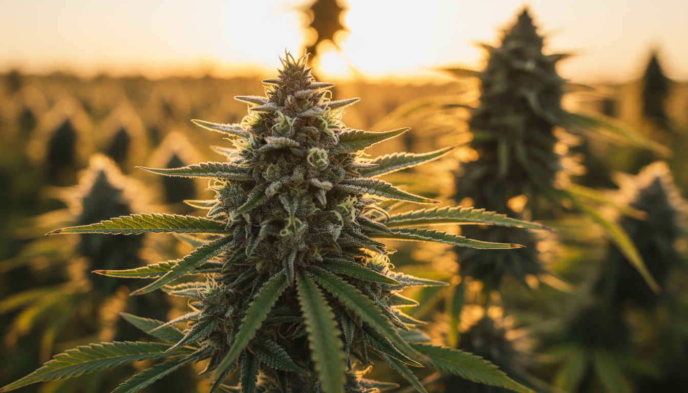 Hemp plant in golden light